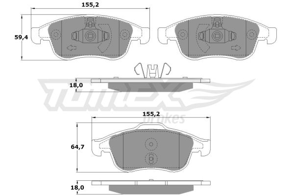 TOMEX BRAKES stabdžių trinkelių rinkinys, diskinis stabdys TX 16-41